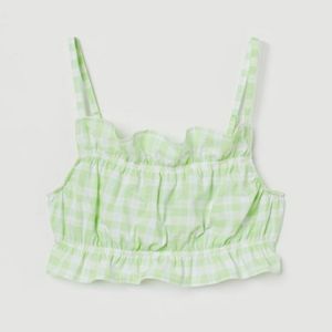 H&M Light Green Flounce-trimmed crop top